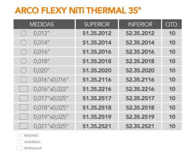 Arco Niti Termoativado 35° Redondo - 0,014 Superior 2