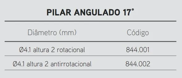 Pilar Cônico Angulado 17° - 4.1mm alt 2mm rotacional 2