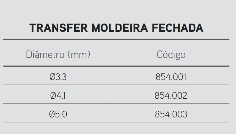 Transfer Moldeira Fechada HE - 3.3mm curto 2